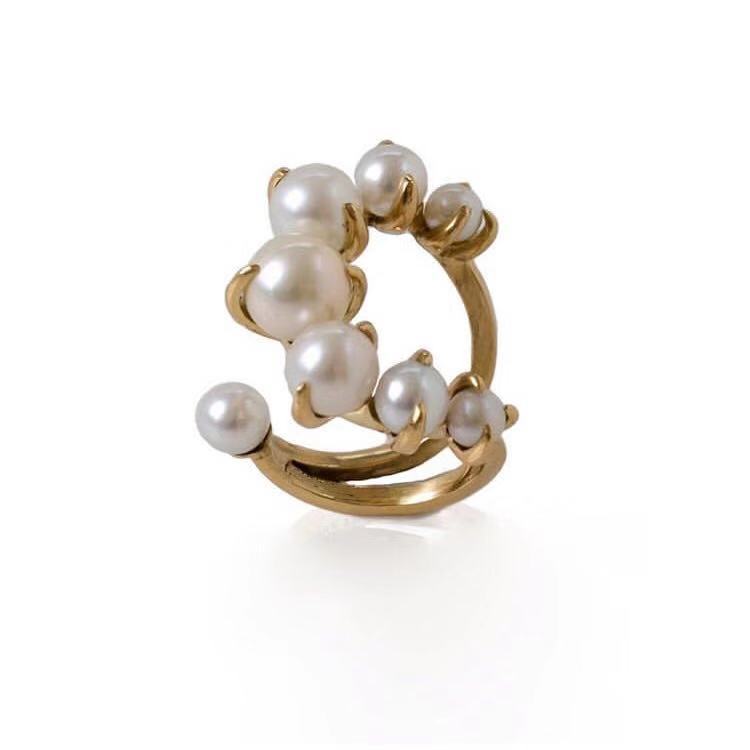 Ariana ~ Crescent Pearl Ring - BIANCA     BOUTIQUE