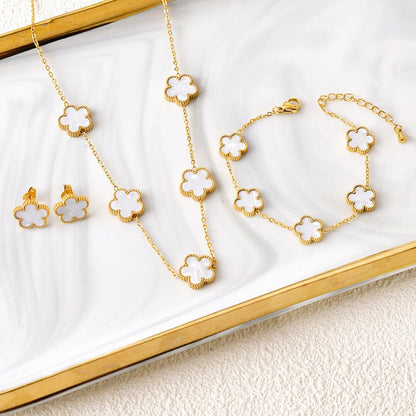 five-leaf flower jewelry set