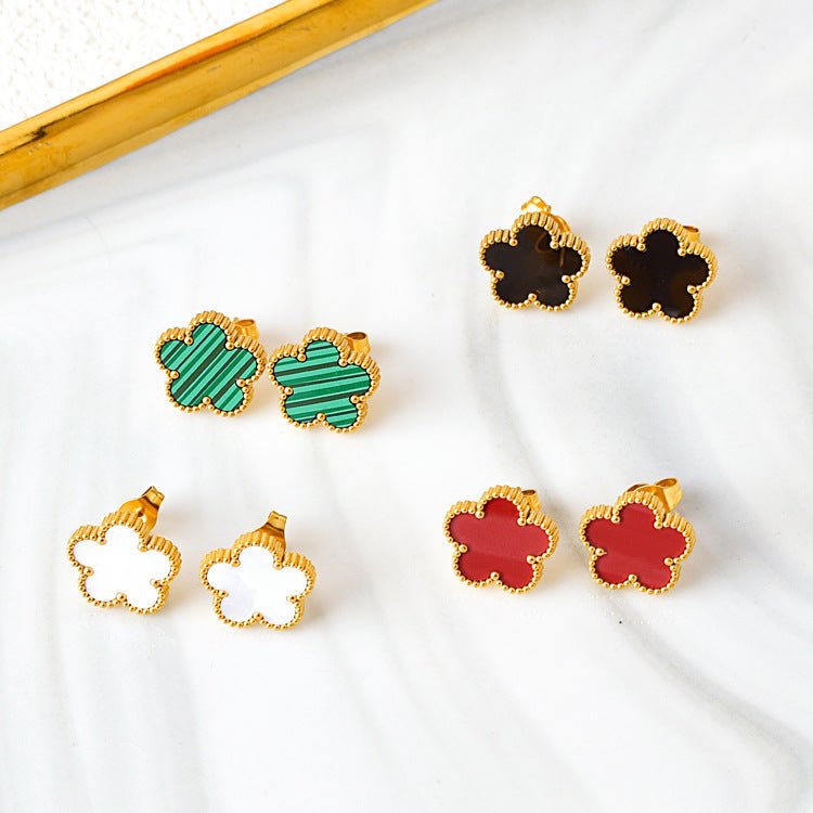 ladies five-leaf flower earrings