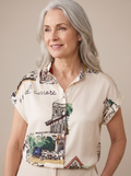 Portrait Print Blouse