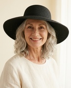 Alassio Wide-Brim Sun Hat worn by a model
