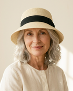 Portofino Bow Straw Hat worn by a model