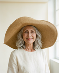 Taormina Oversized Straw Hat worn by a model