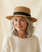 Ravello Straw Boater worn by a model