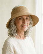 Amalfi Woven Sun Visor worn by a model